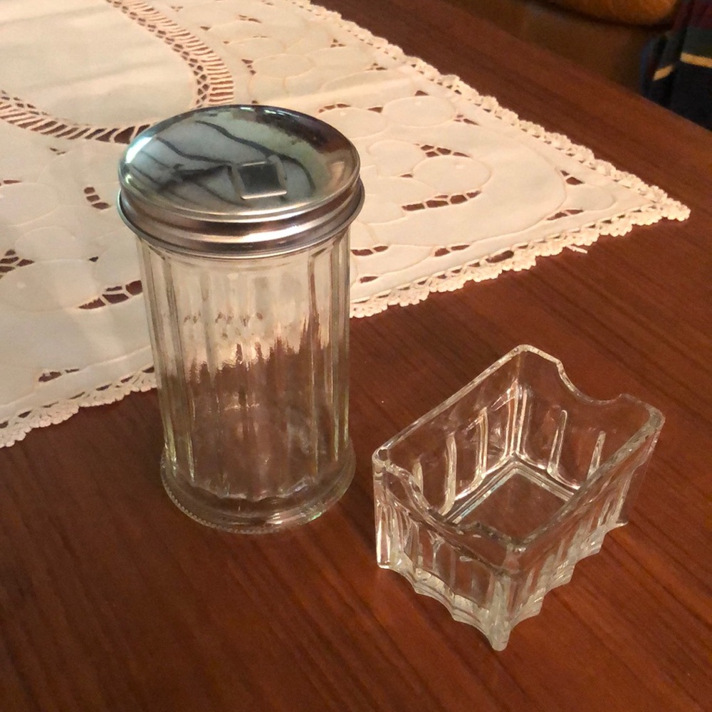 Vintage Sugar Creamer Set of 2 Dispenser & Holder